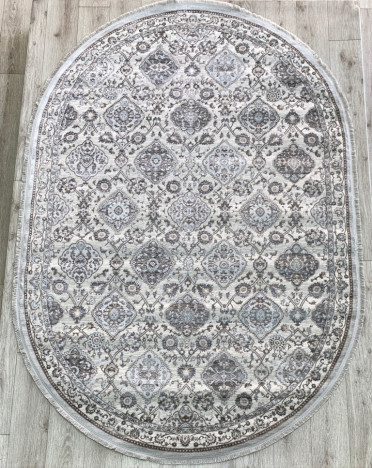 Ковер турецкий 36858A Avon (Полиэстер хит-сет, серый, голубой) овальный
