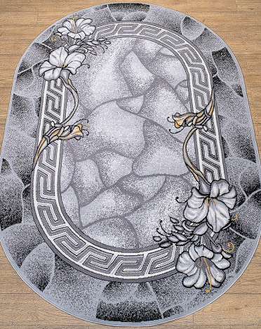 Ковер российский 15705-10766 Лайла де Люкс (Полипропилен, серый) овальный