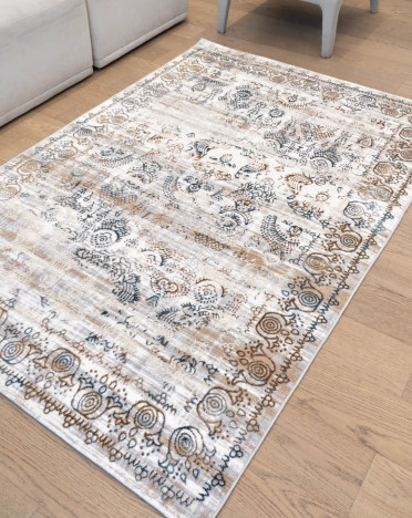 Ковер турецкий D008A Turcia Белла (Полиэстер хит-сет, бежевый, серый)