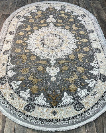 Турецкий ковер овальный Turcia ISFAHAN 29026A (Полиэстер, бежевый, серый)